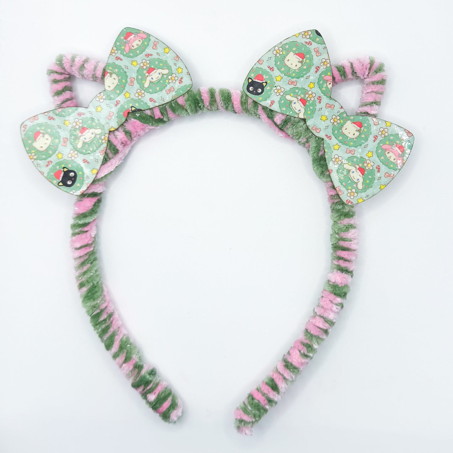 HK- Pink/Green Christmas Double Bows