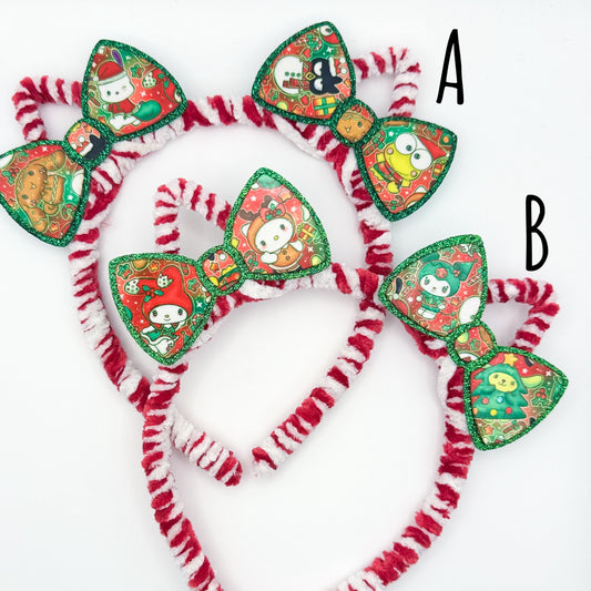 HK - Christmas Candy Cane Double Bows